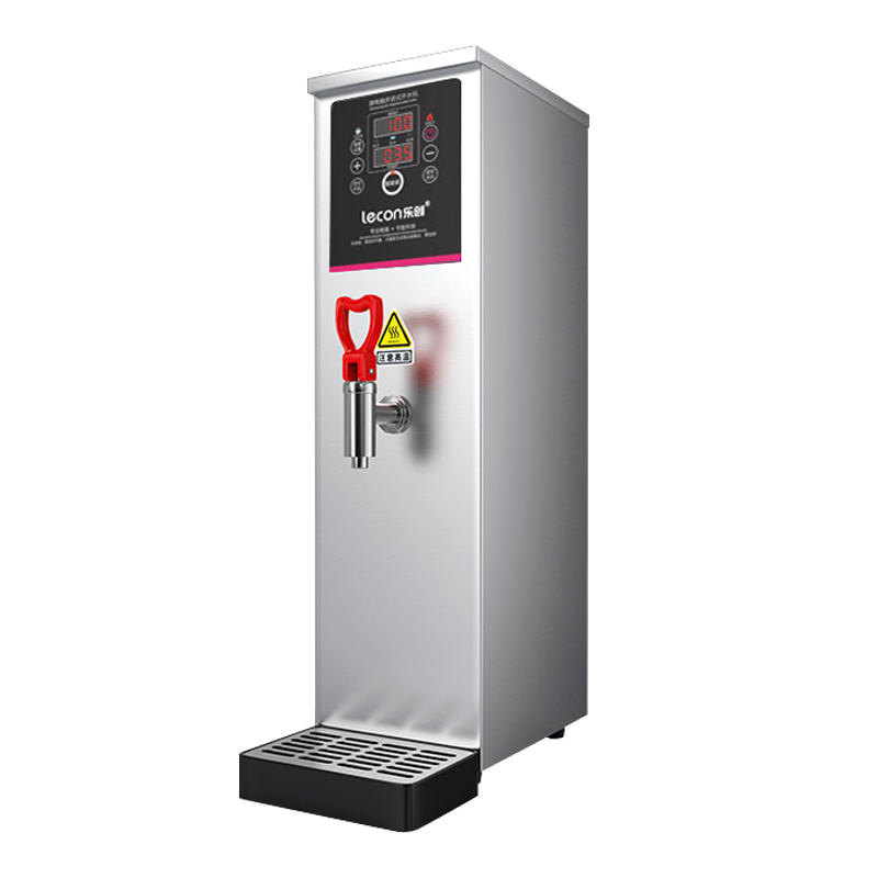 乐创(lecon)开水器商用全自动奶茶店电热开水机餐厅烧水步进式经济款定时省电双屏 银色(容量10升)出水量30升_小时