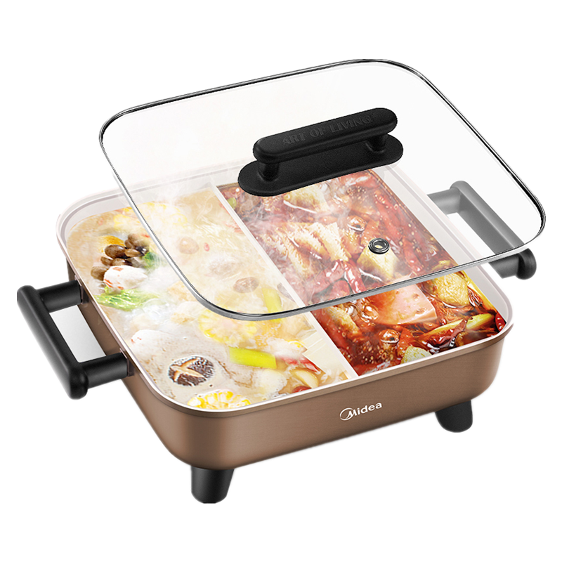 美的(Midea)鸳鸯电火锅 MC-DY3030Easy102 一锅两味 家用多功能不粘电热锅电煮锅 一体式 6L大容量