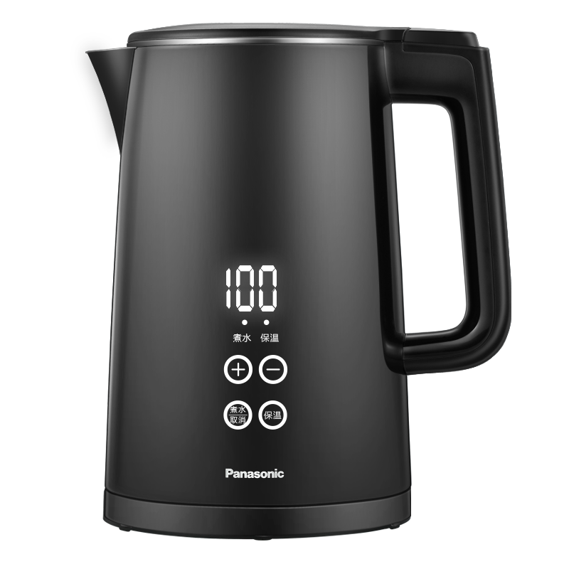松下(Panasonic)1.5L黑色电水壶 1800W大功率 不锈钢内胆 双层隔热防烫 NC-TD151