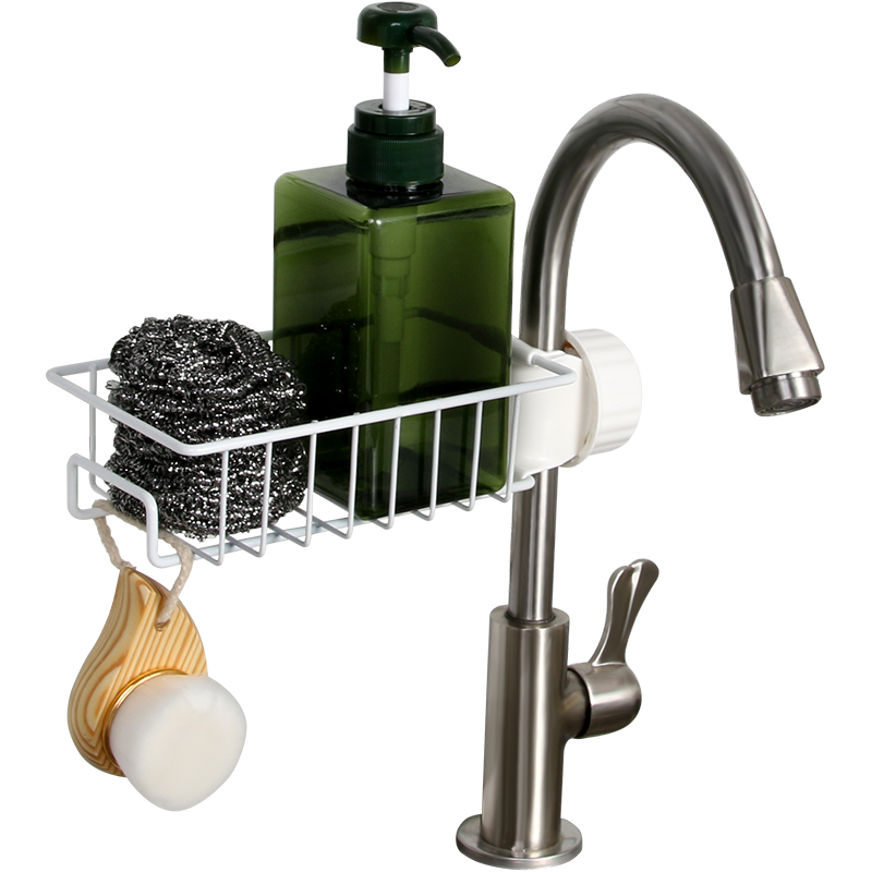 家佰利 不锈钢厨房水龙头置物架沥水架 水槽沥水篮海绵洗碗布整理架水池架子 浴室用品厨房水池置物架