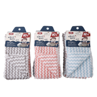 希艺欧量贩装素雅条纹珊瑚绒清洁巾10条 双面材质柔软吸水 颜色随机