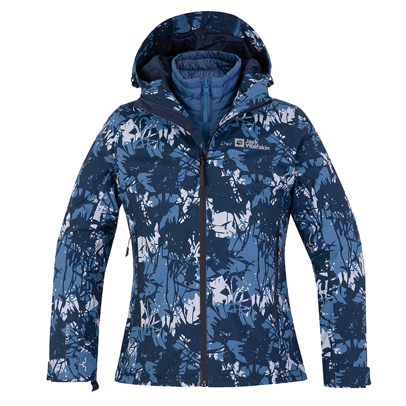 jackWolfskin女装 2022新款户外运动服休闲防风三合一鹅绒内胆冲锋衣夹克外套 5118607-8204 S