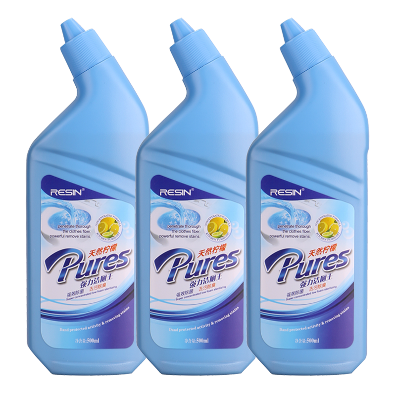 RESIN 语欣柠檬清香液体洁厕剂500ml*3瓶装 马桶瓷砖卫浴地面清洁除垢剂 除菌去味 清洁污垢 气味清新 有香味
