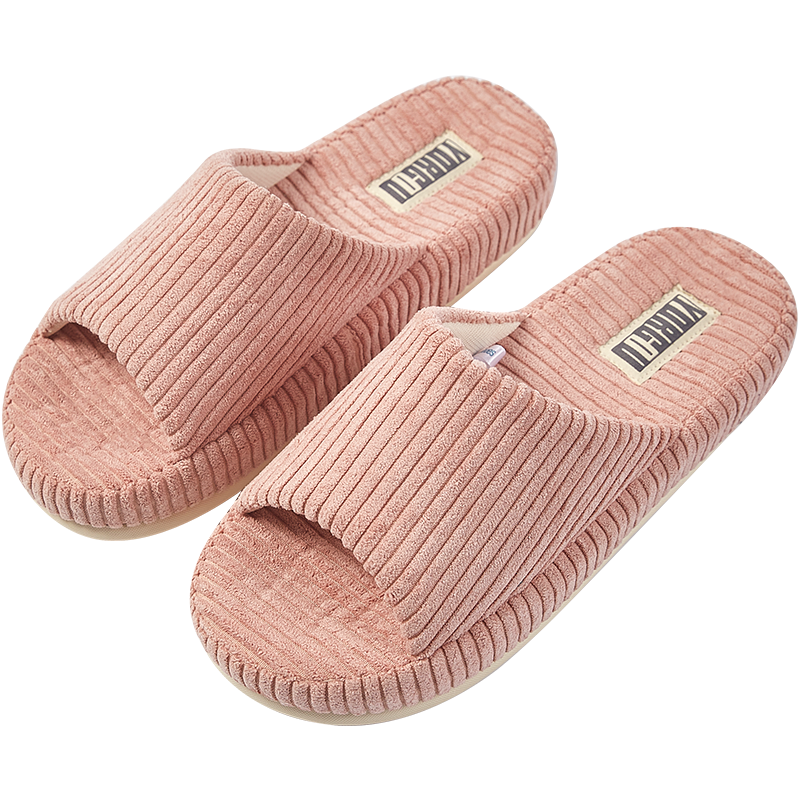 达拉熊灯芯绒拖鞋女夏厚底室内居家居高级感春秋棉布防滑防臭男四季