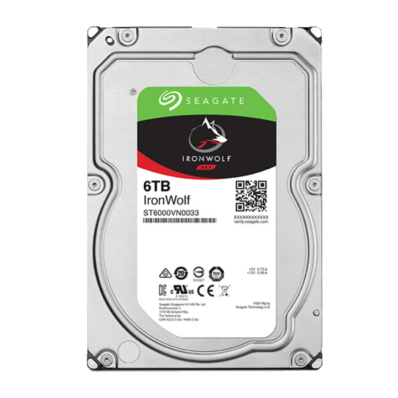 希捷(Seagate) 酷狼 6TB SATA接口 5400转 256MB缓存 3.5英寸 CMR垂直技术 网络存储 NAS硬盘 机械硬盘 ST6000VN006