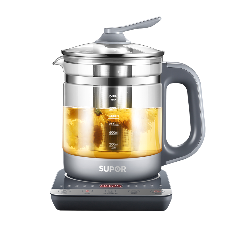 苏泊尔(SUPOR)养生壶家用多功能全自动煮茶器玻璃壶1.5L/升容量办公室小型养身花茶壶玻璃小型 SW-15YJ30A