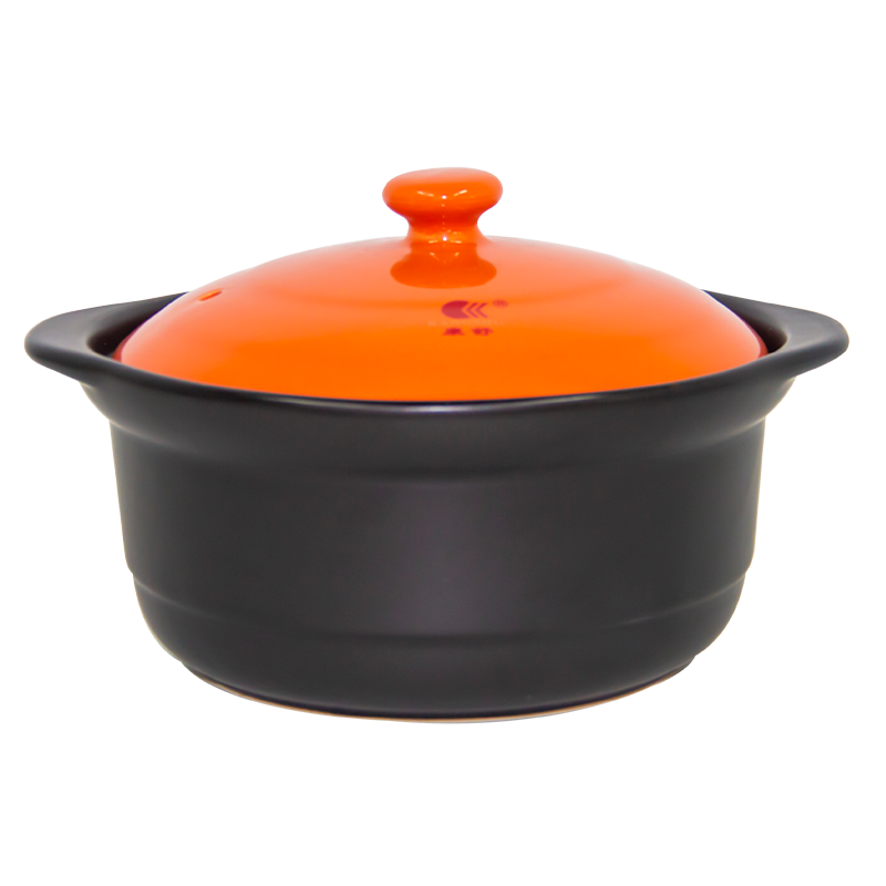康舒大容量瓷煲耐高温砂锅炖锅家用燃气煮粥煲汤陶瓷沙锅小号煲仔饭砂锅 橙盖款2400ML(2-4人)