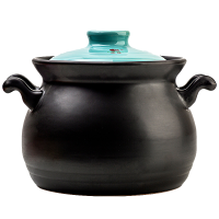 康舒日式彩盖砂锅明火煤气直烧汤锅大容量炖锅陶瓷煲家用煮粥汤煲蓝盖3.2L(适合3-5人份)