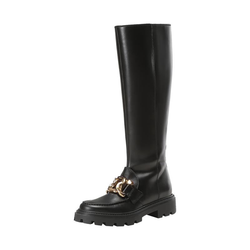 托德斯 TOD'S 女士皮革麻花扣长筒靴长靴XXW08J0FG50GOC