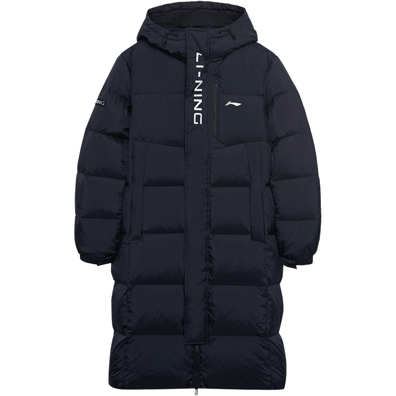 李宁长款长羽绒服男士冬季连帽男装上衣保暖鸭绒运动服