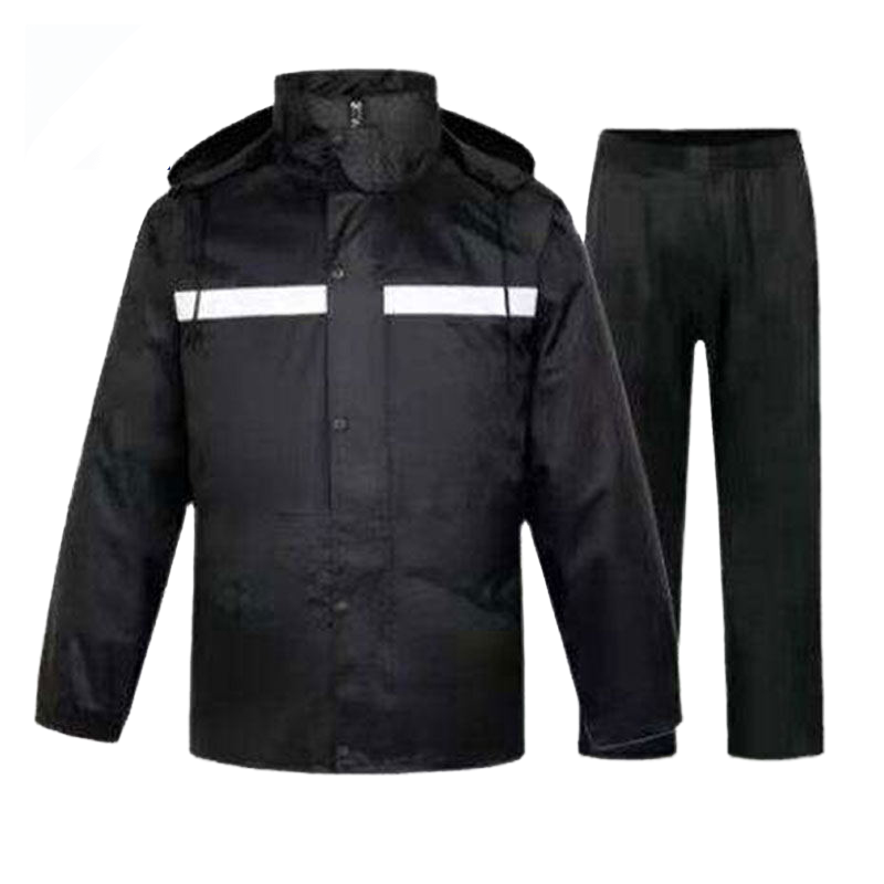 安居先森春亚纺反光加厚分体式劳保雨衣YZY-010 黑色 3XL(套)