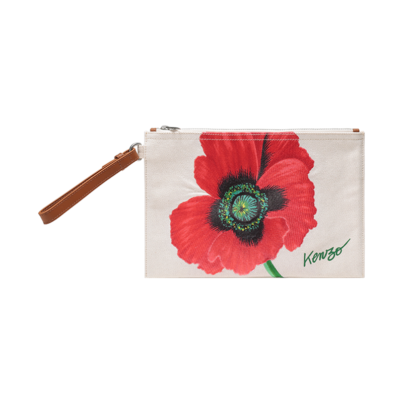 高田贤三 KENZO 男女同款POPPY系列织物手拿包大号FC6 5PM902 F31