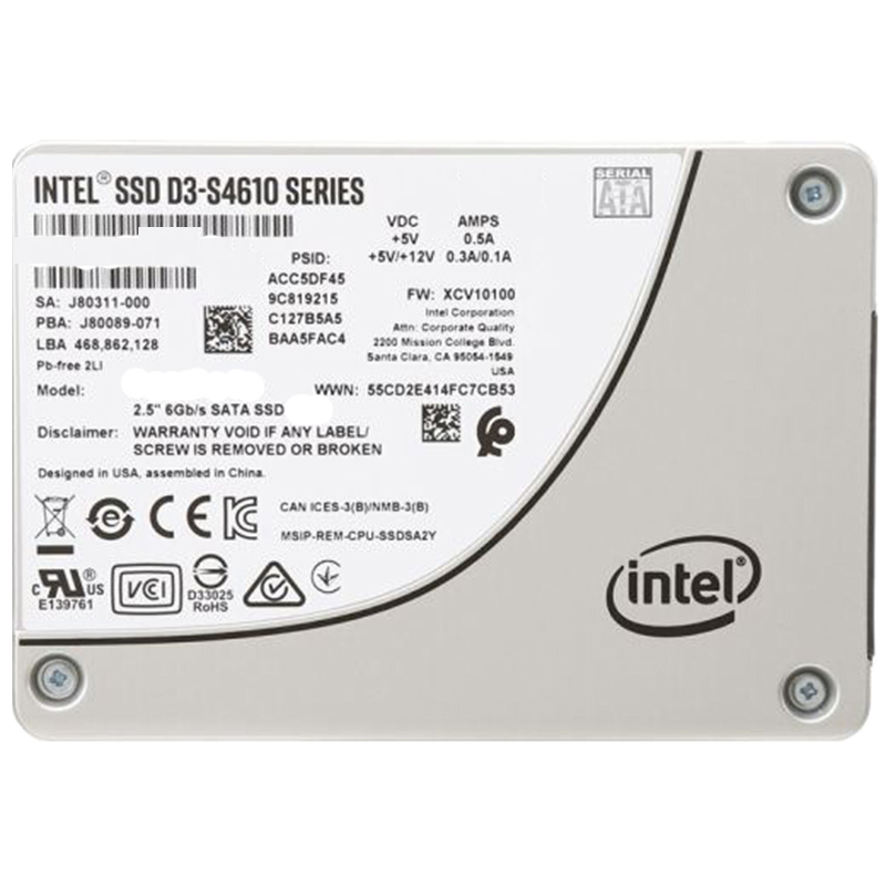 英特尔(Intel) S4610 960GB SATA3.0接口 2.5英寸 数据中心 企业级 SSD 固态硬盘 ( SSDSC2KG960G801 )