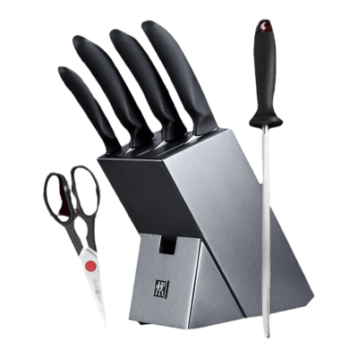 双立人(ZWILLING)Style刀具7件套黑色不锈钢菜刀斩骨刀水果刀厨房套刀送礼自用终身免费磨刃