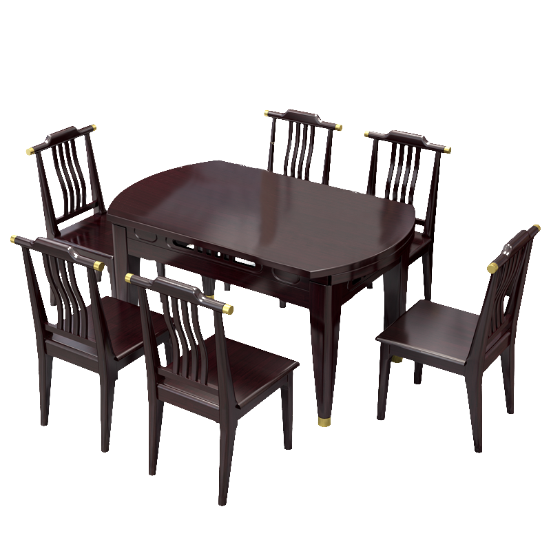 兰秀家居 新中式实木餐桌家用饭桌简约小户型禅意轻奢餐桌椅