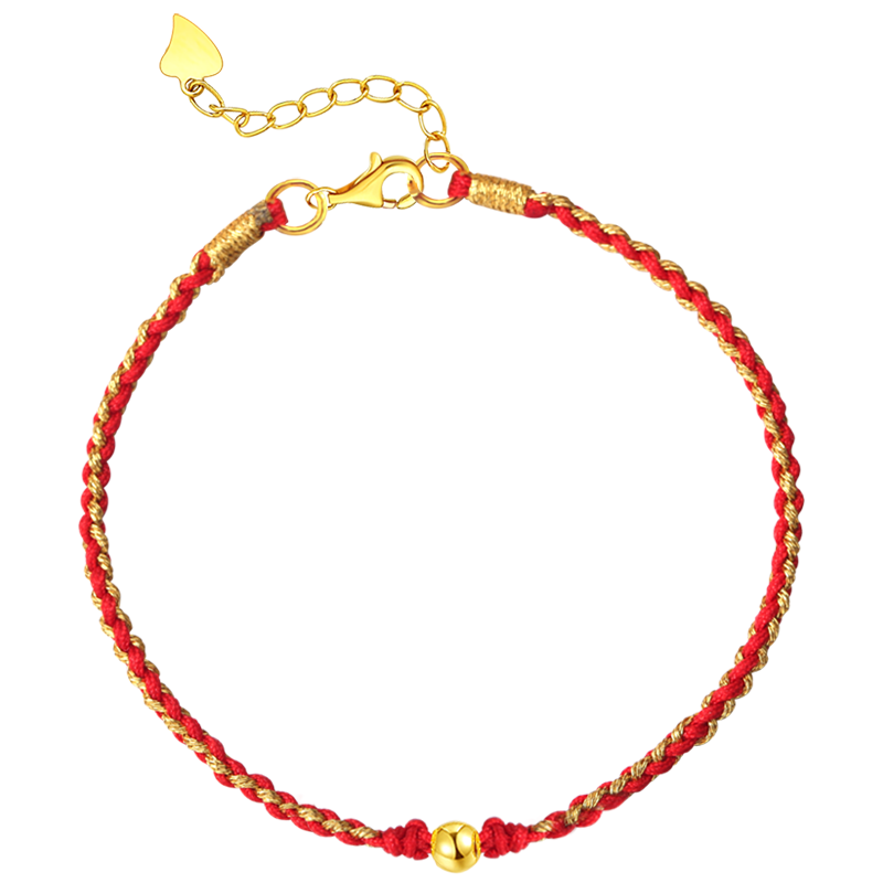 新金珠宝 红绳猫眼珠 999足金猫眼金珠 3D硬金黄金转运珠男女[1042]