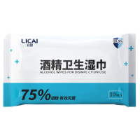 [10包装]75酒精湿巾便携式小包装一次性消毒卫生湿巾外出随身10片装A11918苏宁极物