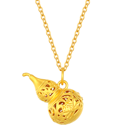 新金珠宝 足金999镂空花丝葫芦5d硬金古法黄金吊坠