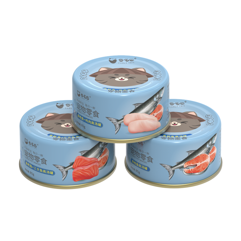 卷尾巴宠物零食猫零食优质肉源浓郁高汤猫用金枪鱼高汤补水罐85g苏宁宜品