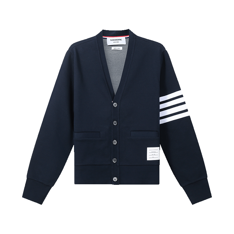 汤姆·布朗 THOM BROWNE 男士棉质V领长袖针织衫开衫MJT325A J0008