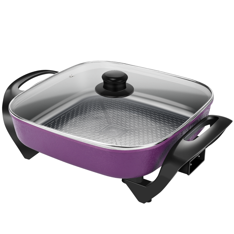 电火锅电炒锅电煮锅电热锅家用5L大容量不粘多用途锅韩式电热方锅可煎烤 YS-7001