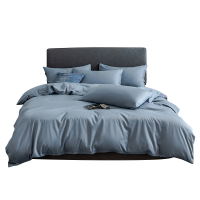 是尚 60s长绒棉四件套 双人床四件套 1.8米床 蓝色 1套