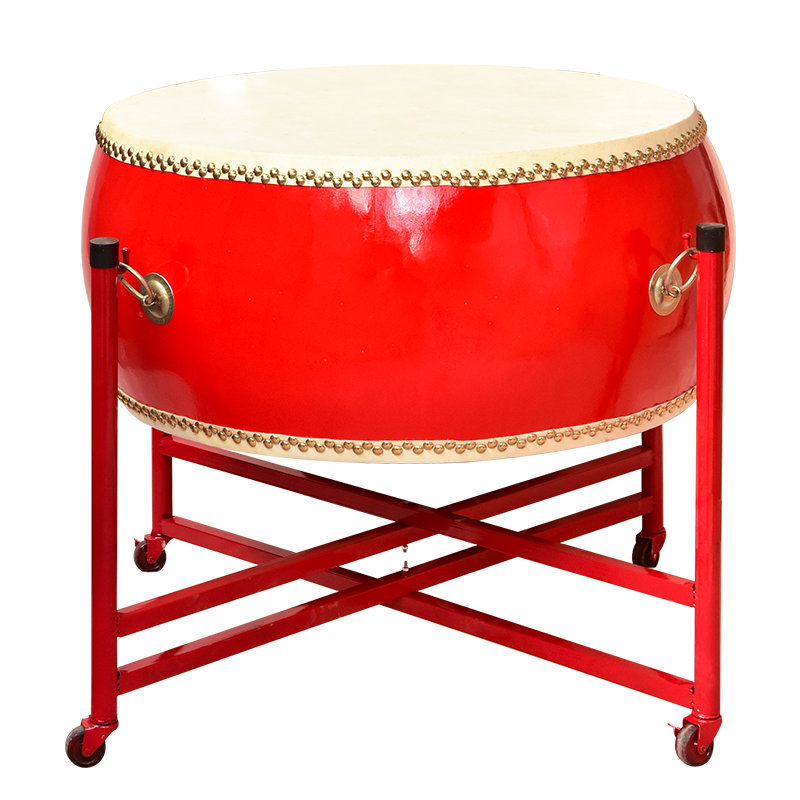 风雷动 牛皮鼓20寸扁鼓红鼓+鼓架