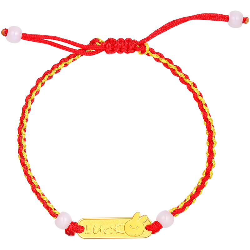 新金珠宝 999足金兔年纳福手牌 黄金生肖兔本命年手绳礼物 [1042]