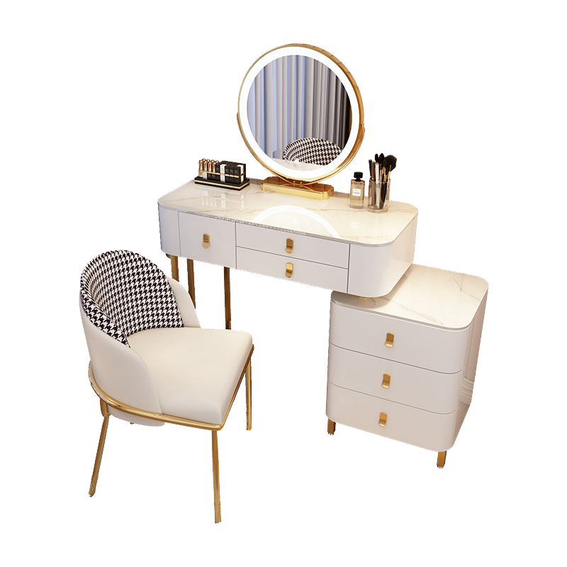 恒享家全实木岩板梳妆台现代简约化妆桌轻奢收纳一体柜化妆桌