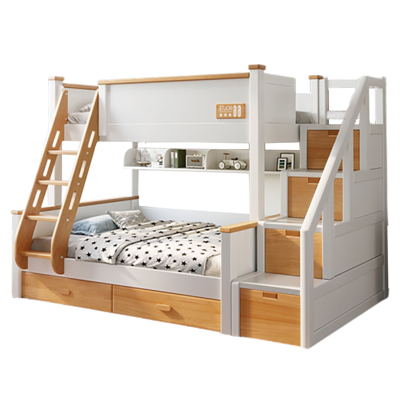 格思顿家具 床 高低床全实木儿童上下床 榉木双层床成人子母床 小户型简约现代多功能上下铺组合母子床橡胶木床