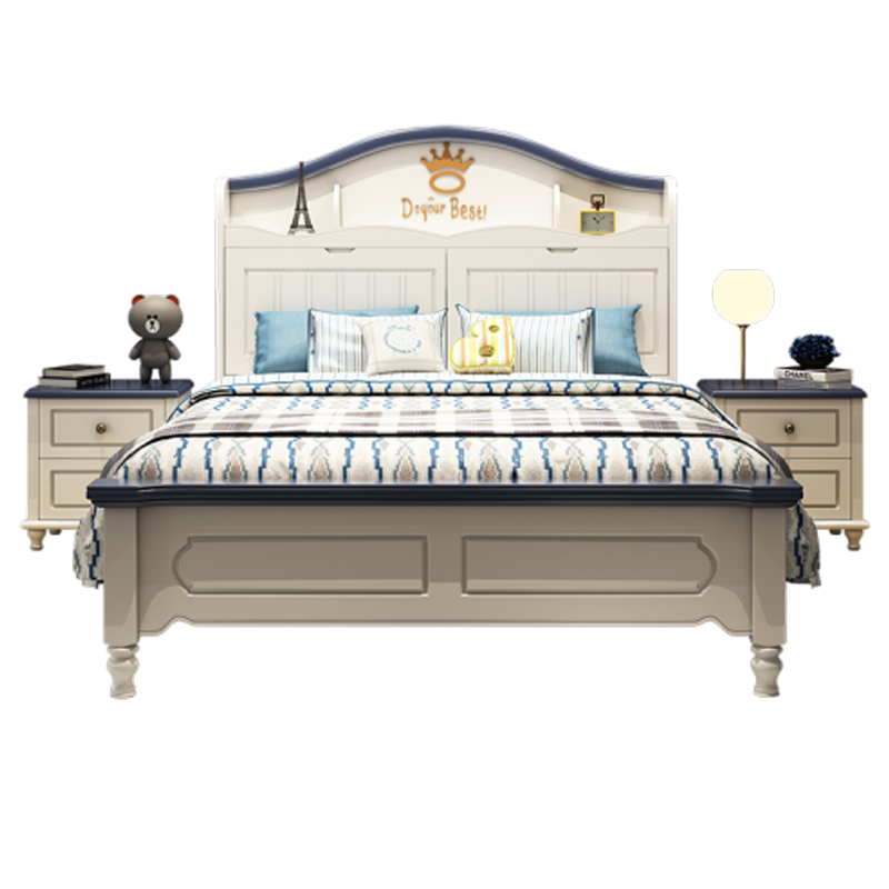 格思顿家具 储物床 双人儿童床粉色女孩公主床 简约现代青少年卧室木质单人床1.2米实木 美式男孩1.35米板式床