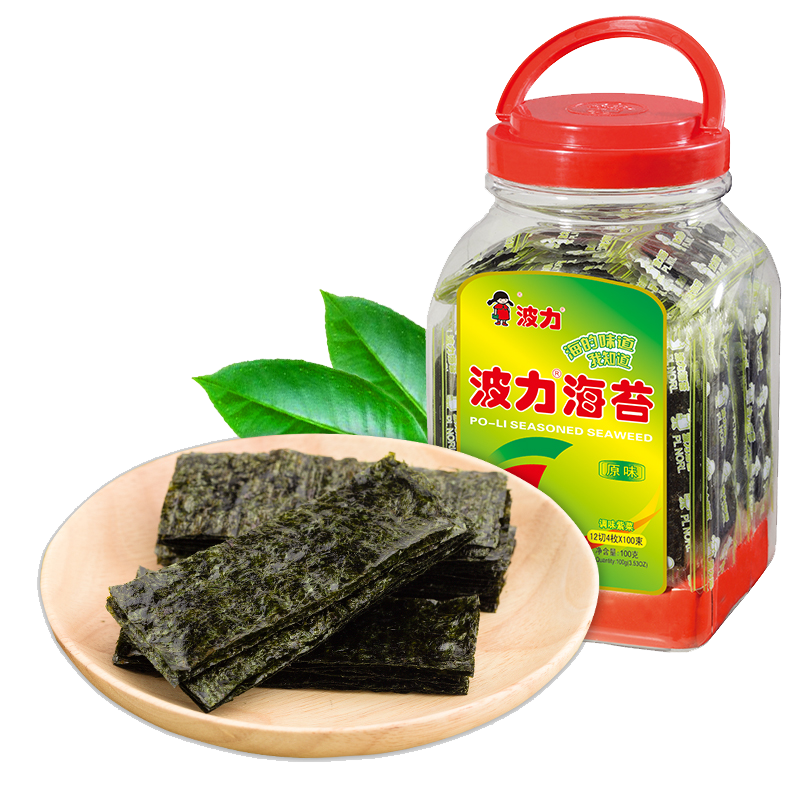 波力 原味海苔100g*2(约200包)桶装 儿童即食零寿司紫菜拌饭
