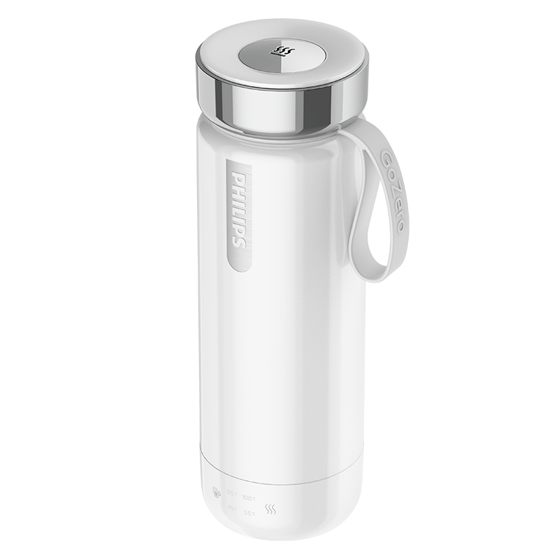 飞利浦烧水杯小型便携式烧水壶办公室宿舍旅行奶杏色电热水杯保温杯