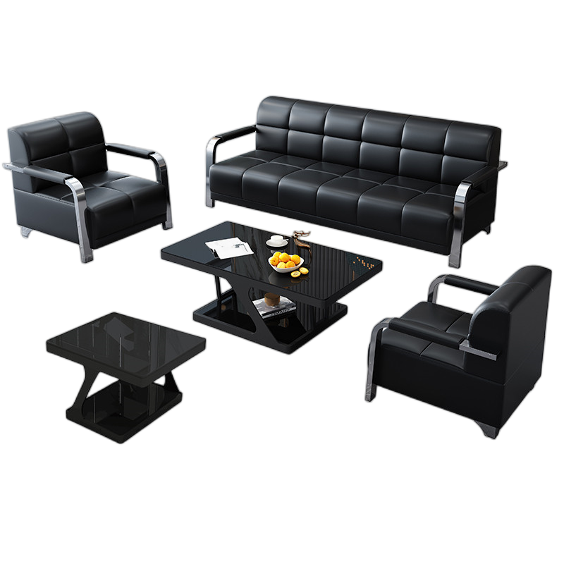 易企采 办公沙发茶几组合商务接待简约现代简易办公室三人位洽谈铁艺沙发 单人位