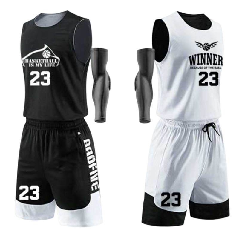 安居先森1719双面穿自由定制印字比赛套装聚酯纤维 黑白色 L-5XL