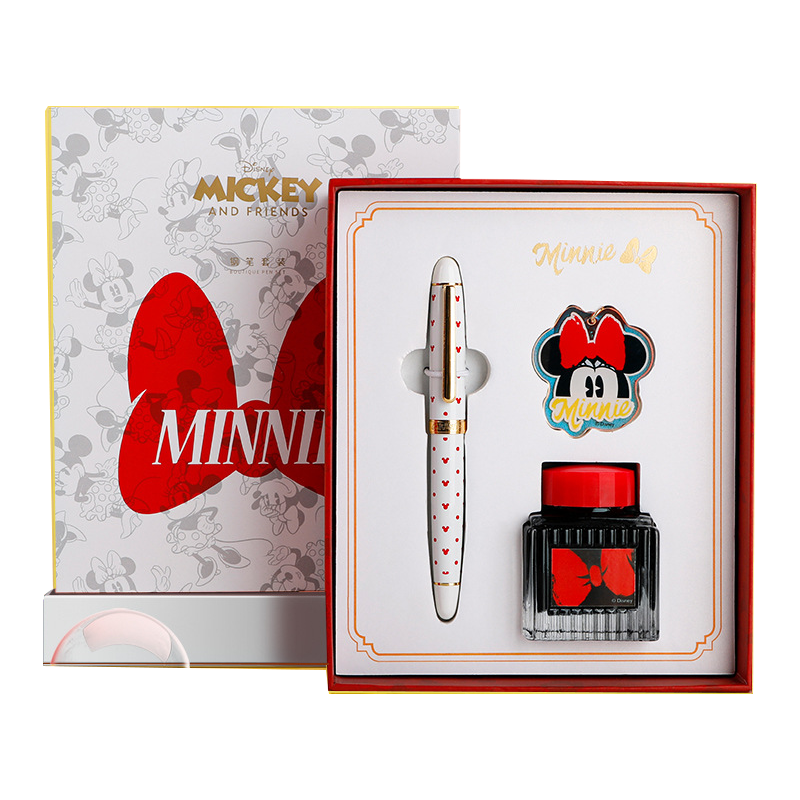 迪士尼(Disney)E0270M浪漫米妮钢笔礼盒套装 新年礼物开学礼盒节日生日礼物 高档精致吸墨硬笔书法学习用品
