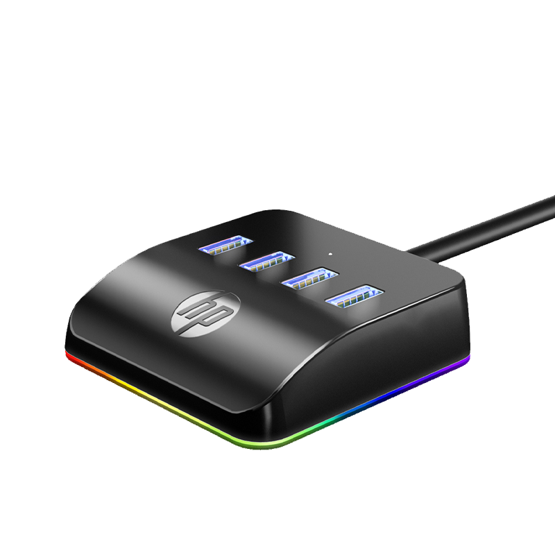 惠普usb扩展器拓展坞适用笔记本电脑台式插头多口延长分线器转换接头3.0多接口外接供电桌面0.5米[RGB版]