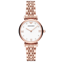 阿玛尼(Emporio Armani)手表钢带时尚镶钻表盘石英女士腕表情人节送女友生日礼物 AR11267