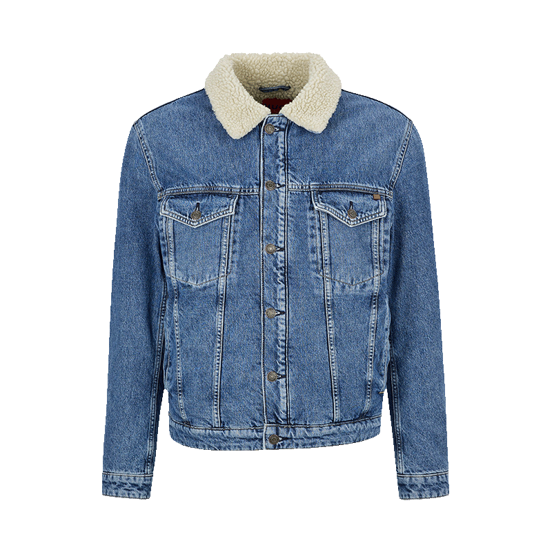 雨果博斯 HUGO BOSS 男士棉质短款加绒款保暖牛仔服夹克上衣外套50477588