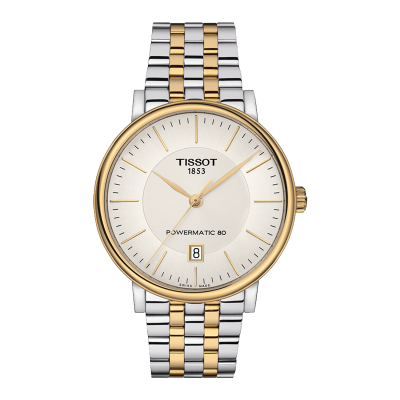 天梭(TISSOT)瑞士手表卡森臻我系列自动机械男士腕表 银盘钢带 T122.407.22.031.00