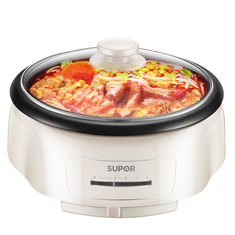 苏泊尔(SUPOR)电火锅家用多功能分体可拆洗不粘内胆高温断电保护4L/升大容量3-6人火锅宿舍电热锅H26YK801