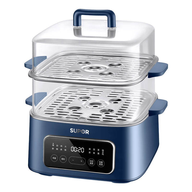 苏泊尔(SUPOR)电蒸锅 多功能家用智能预约蒸锅 9.3L/升大容量三层电蒸箱 可视蒸笼电煮锅 ZN23FC831