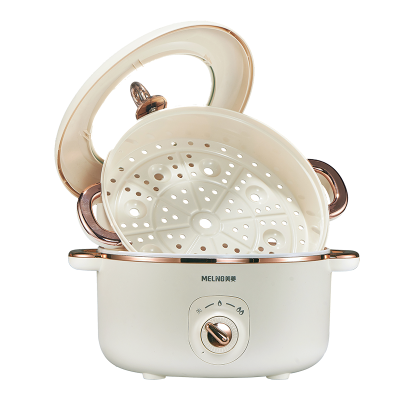 美菱(MELING) 电煮锅小电锅电热锅学生宿舍小锅泡面电火锅多功能多用途电蒸MT-LC5009 4L大容量(带蒸笼)