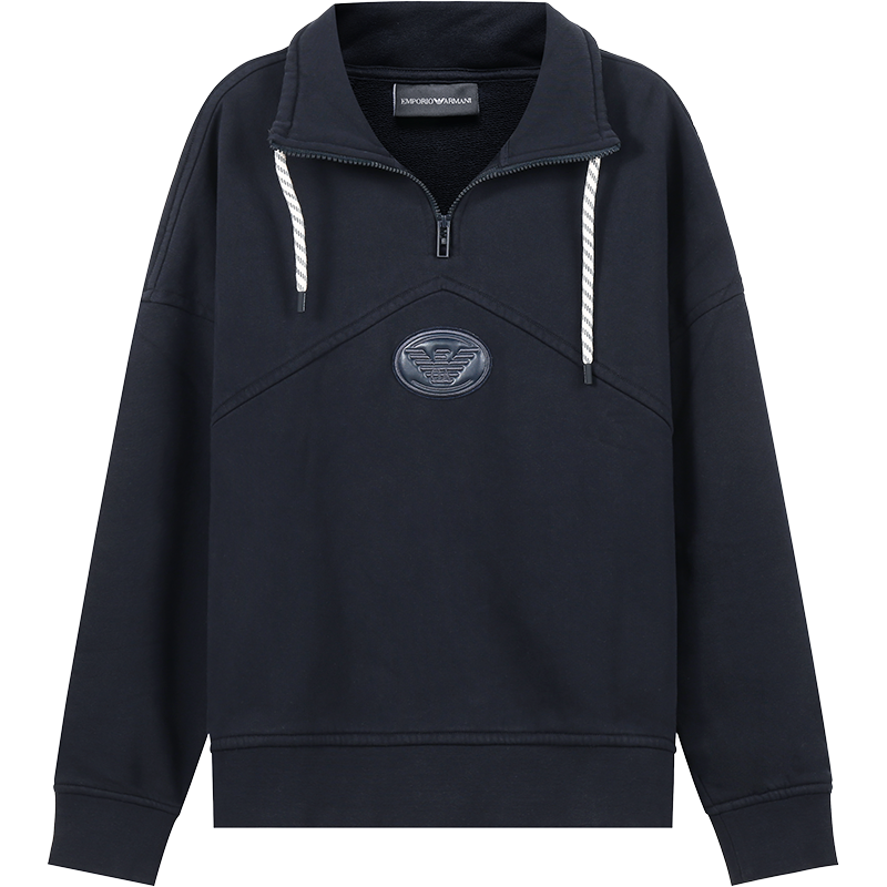 Emporio Armani阿玛尼 男士棉质宽松版半开襟套头长袖卫衣运动衫 6L1M81 1JWPZ