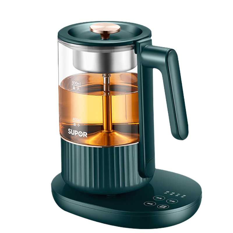 苏泊尔 (SUPOR) 养生壶小容量0.8L/升黑茶煮茶器 多段保温电水壶喷淋式煮茶迷你玻璃花茶壶 SW-08C03