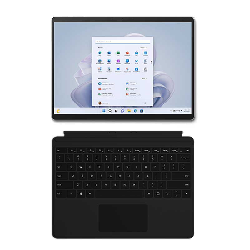 [配原装典雅黑键盘盖]微软Surface Pro9 亮铂金 12代酷睿i7 16G 1T 二合一平板电脑 13英寸超窄边框触控屏幕 轻薄本笔记本电脑