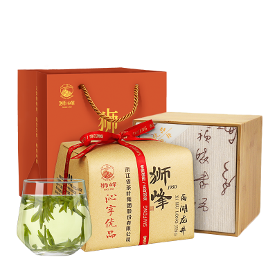 狮峰牌2025新茶西湖龙井茶明前特级沁字纸包春绿茶叶礼盒装250g