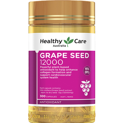 Healthycare 葡萄籽精华 软胶囊 12000mg 300粒 1瓶装 HC OPC 天然原花青素 澳洲进口