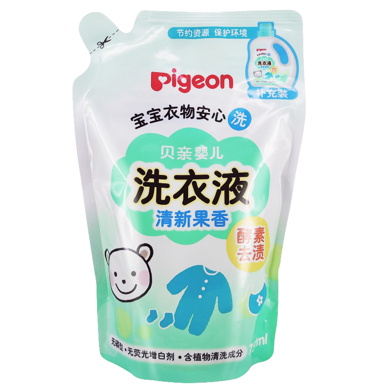贝亲新生婴儿酵素洗衣液量贩宝宝内衣儿童衣物清洗剂 MA117(清新果香)补充装750ml