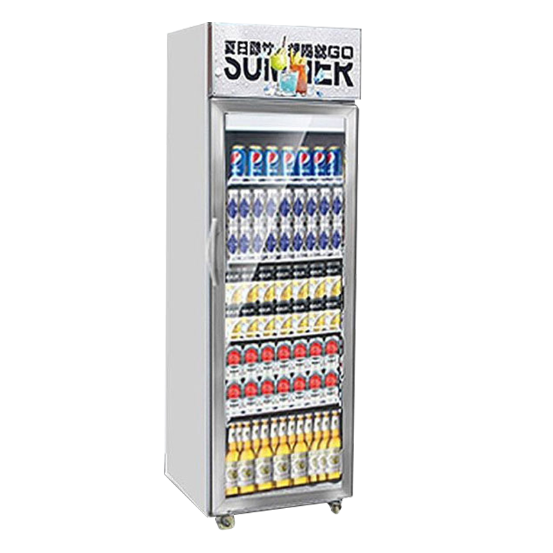 乐创(lecon) 饮料柜展示柜冷藏柜立式冰柜商用冰箱饮品啤酒蔬菜水果保鲜冷柜鲜花柜陈列柜 单门风冷上机组普通门星光银